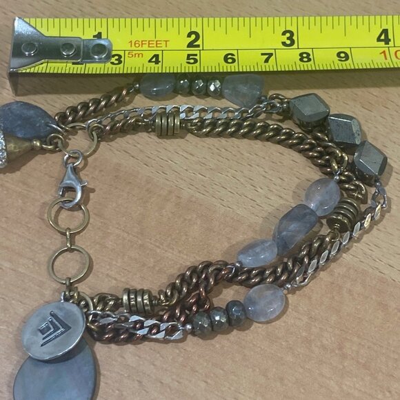 Silpada B3215 Garden Party 925 Silver Labradorite Pyrite Shell Bracelet - Picture 2 of 5